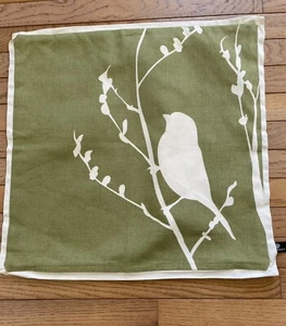 Newport green with white bird on a branch throw pillow Cover 20 1/2 x 20 1/2 - Picture 1 of 6