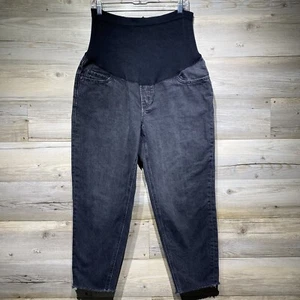 Old Navy Maternity Over-The-Belly Gray Denim Cropped Jeans Size 14 Raw Hem - Picture 1 of 7