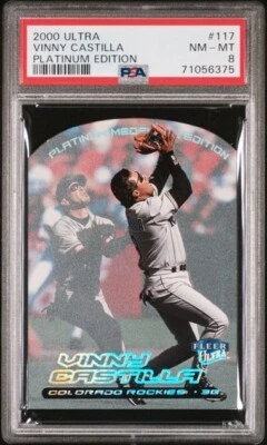 2000 Ultra VINNY CASTILLA Rockies PLATINUM MEDALLION 17/50 PSA 8 Pop 1 Highest - Image 1 of 2