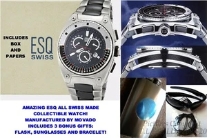 DIFÍCIL DE ENCONTRAR CRONÓGRAFO DE BANDA DE ACERO INOXIDABLE RETRÓGRADO FUSION SUIZO ESQ 07301262 DE MOVADO - Imagen 1 de 1