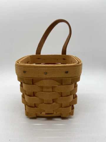 Longaberger 1998 Chives Booking Basket w/ Leather Handle 4x4" Normal Wear Cover