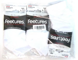 3 Pairs Feetures High Performance Socks Cushion Quarter Tab White Large - Picture 1 of 1