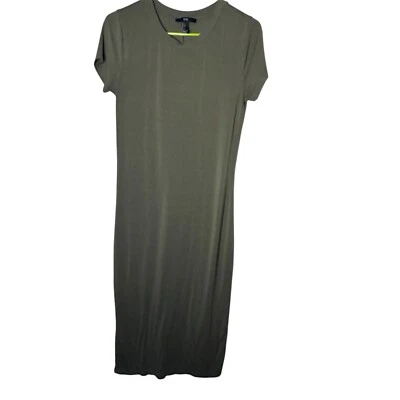 XXI Olive Green T-Shirt Midi Dress Women’s Size L Short Sleeve Casual Stretch - Image 1 of 3