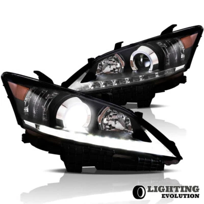 LED Black Headlights For 2010 2011 2012 Lexus ES350 VLAND Assembly LED DRL 2PCS - Image 1 of 4