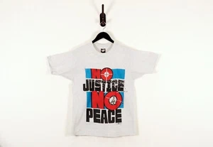 Vintage 1992 No Justice No Peace LA Riots Rodney King T-Shirt USA groß grau EUC - Bild 1 von 12