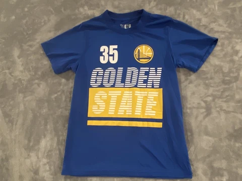 Golden State Warriors Shirt Boys 10-12 Blue 35 Durant Basketball NBA Sports Cover