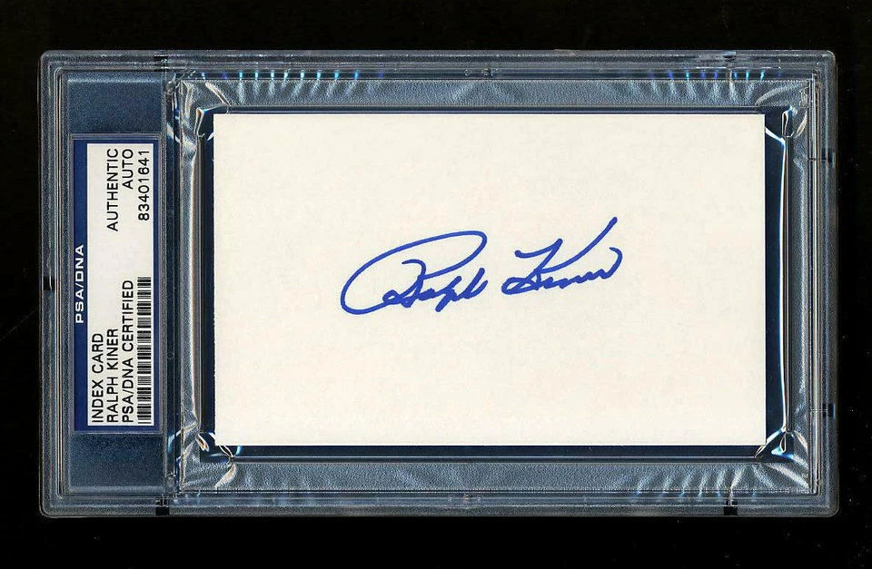 RALPH KINER SIGNED INDEX CARD PSA/DNA MINT AUTOGRAPHED HOF PITTSBURGH PIRATES - Image 1 of 1