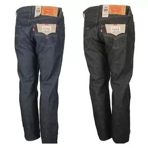 Levis 501 Original Shrink To Fit Button Fly Jeans Rigid Blue Black Jeans New - Picture 1 of 7