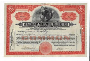 PENNSYLVANIA 1926 Philadelphia & Reading Coal & Iron Corp Certificato Stock ABN - Foto 1 di 2
