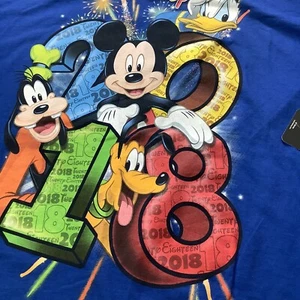 Disney Adult Tee Graphic T-Shirt Mens Womens Mickey Mouse Goofy Donald Duck Blue - Picture 1 of 8