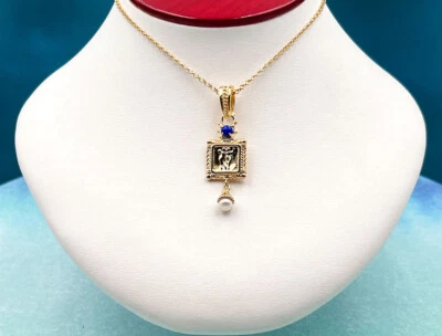 Colgante camafeo TAGLIAMONTE Designs (2161P) 925SS/YGP*perla*psique y cupido*reg. $180 Foto 1 de 4