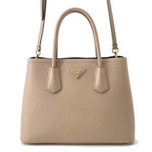 PRADA Doble Small Bag Leather Beige 1BG887 - Picture 1 of 18