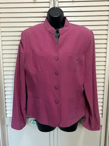 Charter Club Dusty Mauve Jacket Button Up Pockets Size 12 Silk/Linen - Picture 1 of 5