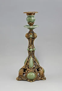 9937880-d Bronze/Keramik Leuchter Historismus H32cm - Picture 1 of 2