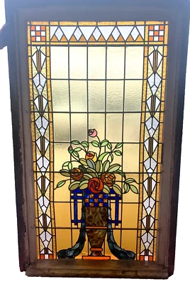 Panneau en vitrail Art Déco XX siècle - Photo 1/4