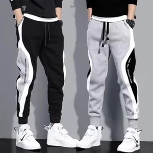 Men Black Pants Hip Hop Polyester Jogger Fashion Comfortable Elastic Waist pant - Picture 1 of 9