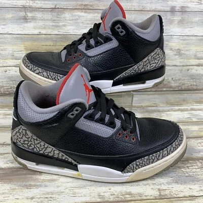 Air Jordan 3 Retro Shoes Mens 9 Black Cement Nike OG Mid Sneakers 854262-001 - Image 1 of 4