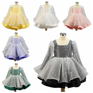 Long Sleeve Girls  First Communion For Girls Flower Girl Dresses - Picture 1 of 13