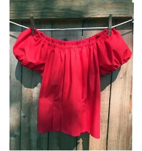 Girls Hand-Made Red Peasant Gypsy Blouse 1950s Pattern Puff Sleeve Pick Size - Picture 1 of 3