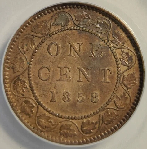 1858 Canada Large Cent ANACS EF XF 45 Details RARE 421,000 Mintage KEY DATE 3A Cover