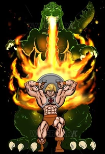 He-Man vs Godzilla 11 x 17 Fan Art Poster - Bild 1 von 1