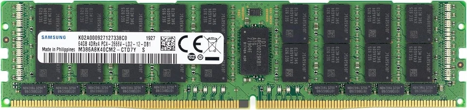 Samsung 64GB DDR4-2666 4DRx4 LRDIMM M386A8K40BM2-CTD LR Server 内存 RAM — 第 1/1 张图片