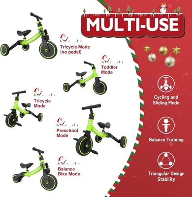 Bicicleta de equilibrio 5 en 1 para niños pequeños Triciclo para niños de 1 a 3 años Triciclo Tod Foto 1 de 4