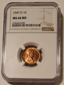 1947 D Lincoln Wheat Cent MS66 RED NGC - Picture 1 of 4
