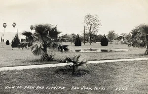 San Juan Texas View Of Park And Fountain RPPC - Picture 1 of 3