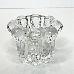 VINTAGE KIG INDONESIA CLEAR GLASS CANDLE STICK TAPER HOLDER VOTIVE - Picture 1 of 7