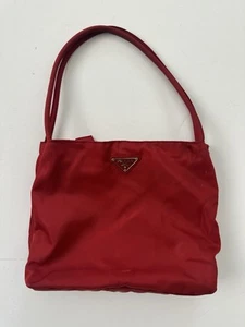 Authentic PRADA Test Triangular logo Shoulder Bag Tote Bag Red Nylon *Read* - Picture 1 of 19