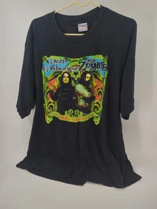 Vintage Ozzy Osbourne & Rob Zombie The Merry Mayham Tour Tee 2001 Black Mens XXL - Picture 1 of 6