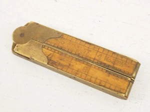 Antique Vintage Stanley No. 32 1/2 fully wrapped brass folding Ruler and Caliper - Imagen 1 de 6
