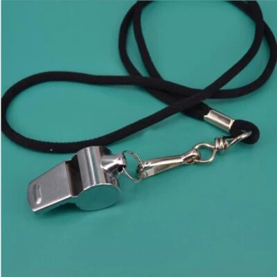 Metal Referee Coach Sports Whistle Extra Loud Whistle with Black Lanyard for Sch - Image 1 of 4