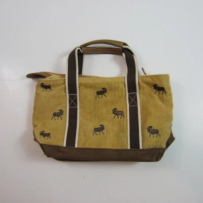 L.L. Bean Embroidered Hunting Moose Corduroy Leather Tote Bag - Image 1 of 4
