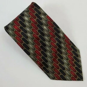 Bergamo New York Silver Black Red Sym. Pattern 100% Silk Tie NECK TIE DESIGNER - Picture 1 of 7