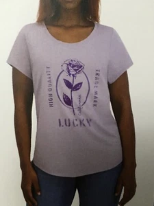 Lucky Brand Womens Medium Graphic T-Shirt - Purple - Picture 1 of 2
