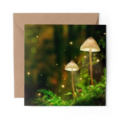 DV DESIGN 1 x Blank Greeting Card Glowing Mushroom Magical Forest #51033
