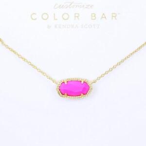 NWOT Kendra Scott Elisa Magenta Flo Pink Magnesite Short Necklace Gold Plated