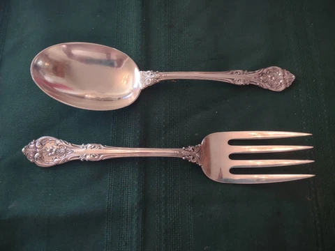 Gorham Sterling "KING EDWARD" Oversize Serving Fork & Spoon (Pre-War?) - RARE Cover