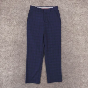 Tommy Hilfiger Pants Youth Boys 10 Stretch Flat Front Chino Blue Plaid THFlex - Picture 1 of 13