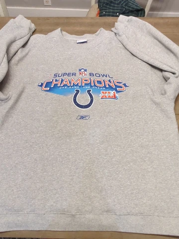 Reebok 2007 NFL Indianapolis Colts Super Bowl Champions Grey Pullover Sweater Cover