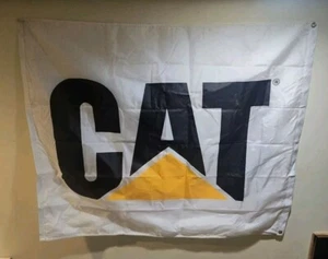 Vintage Cat - Caterpillar - Nylon Sign 5 Feet X 4 Feet.  - Picture 1 of 3