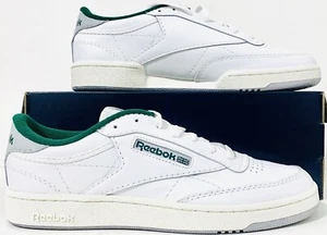 Scarpe Reebok Uomo Club C 85 Taglia (11,5) Bianco/Gesso/D.Verde 100032970 Nuove con scatola - Foto 1 di 5