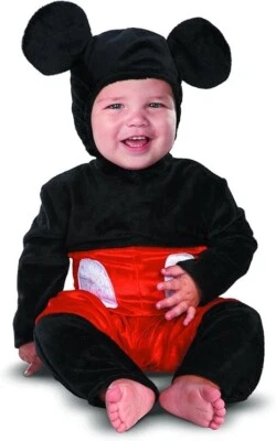Mickey Mouse Infant Costume Bodysuit With Character Hood Halloween Disguise - Image 1 of 4