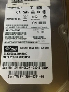 Unidad SATA SUN ST32500NSSUN250G, 9BL13E-145, 250 GB con SOPORTE = prueba-paso - Imagen 1 de 9