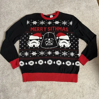 Suéter Feliz Navidad Star Wars Navidad Negro/Rojo/Blanco Talla XL Cuello Redondo Foto 1 de 4