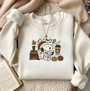 Sudadera Bordada Feliz y Brillante Perro Navidad, Snoopy Cuello Redondo, Vacaciones - Imagen 1 de 3