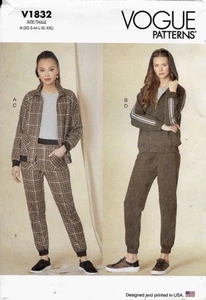 Vogue V1832 Misses XS - XXL Joggers Pants Jacket Uncut Sewing Pattern 1832 - Picture 1 of 2