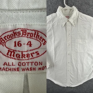 VTG Brooks Brothers Makers Oxford Button-Down Cotton 16 34 OCBD White Mens Shirt - Picture 1 of 18